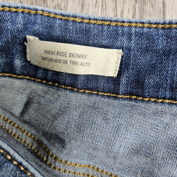 Universal Thread Jeans Womens 6/28R Blue High Rise Skinny Distressed Stretch - Picture 6 of 13